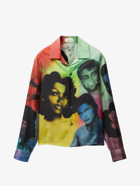 Versace printed silk twill slim shirt