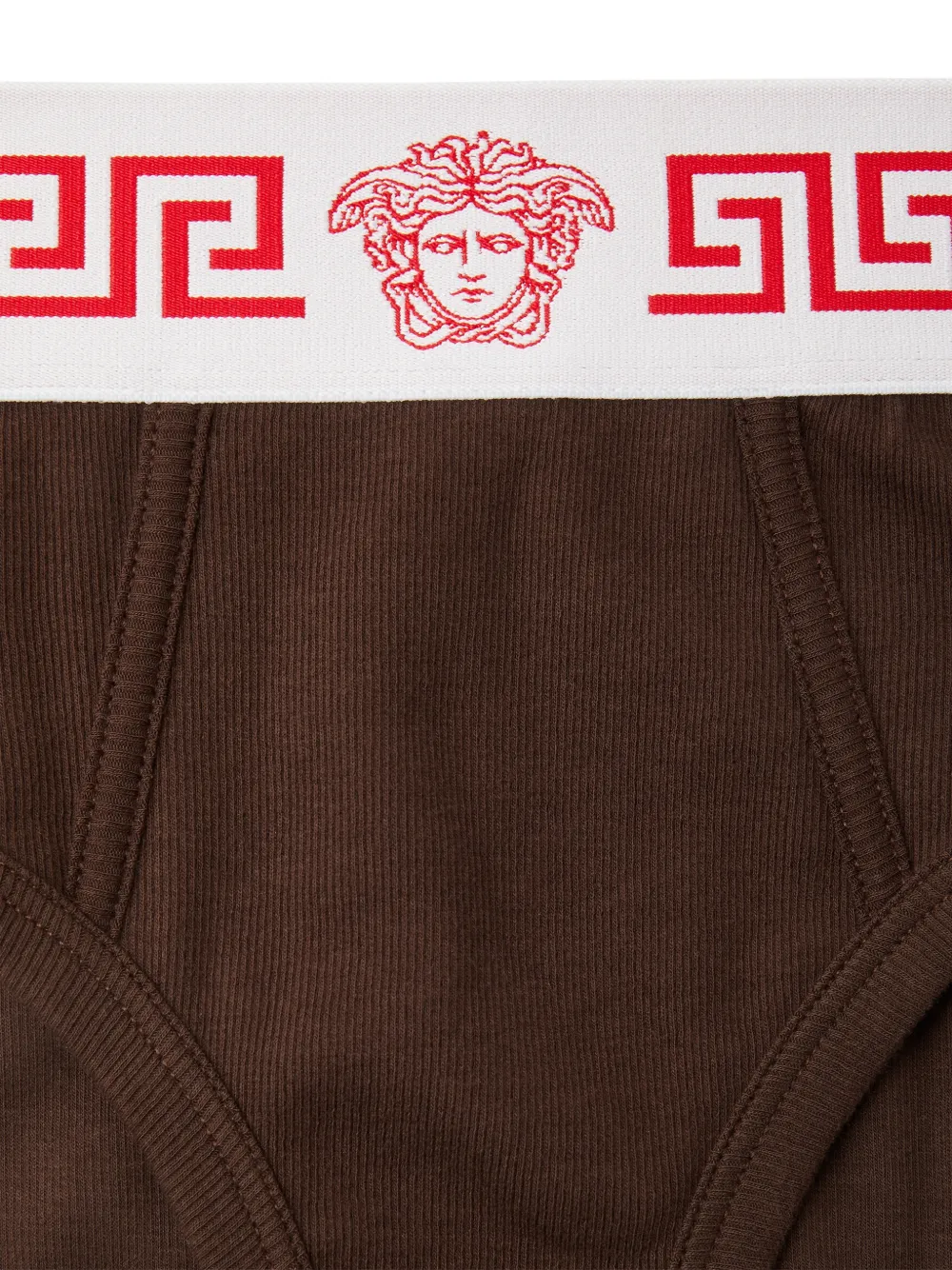  Versace Ribbed Cotton-jersey Briefs - Brown 