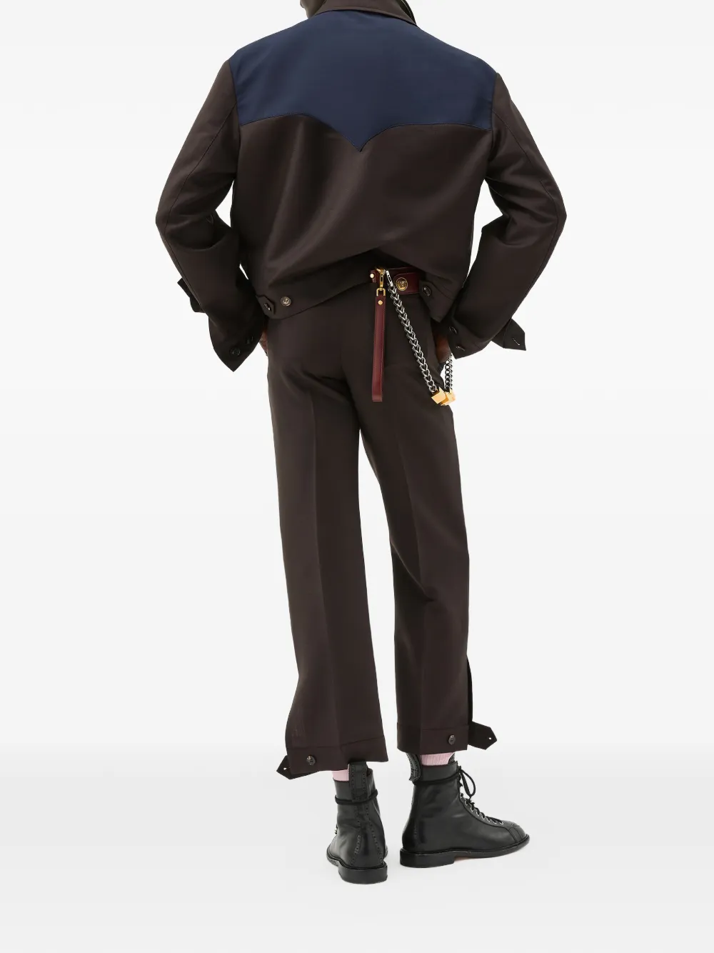 Versace Pantalon van wol-mohair Bruin
