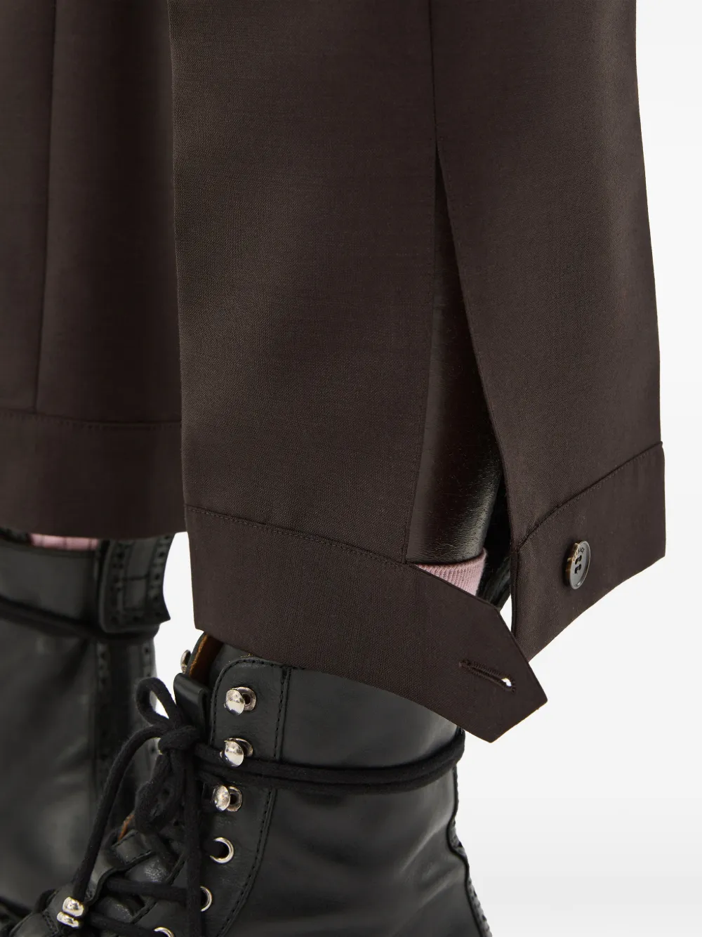 Versace Pantalon van wol-mohair Bruin