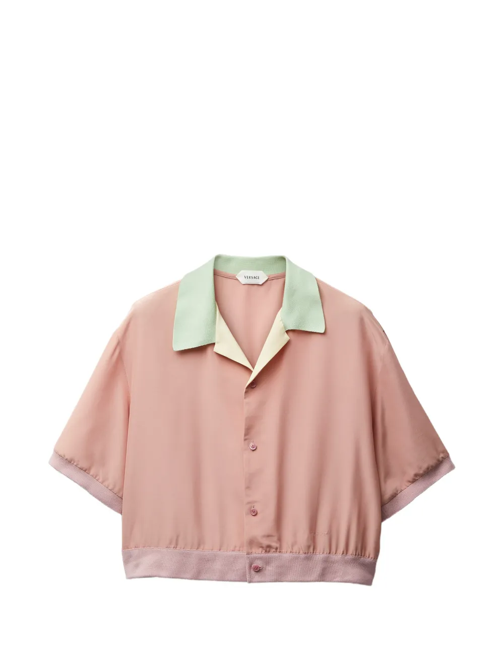 Versace Camicia crop in popeline di seta - Rosa
