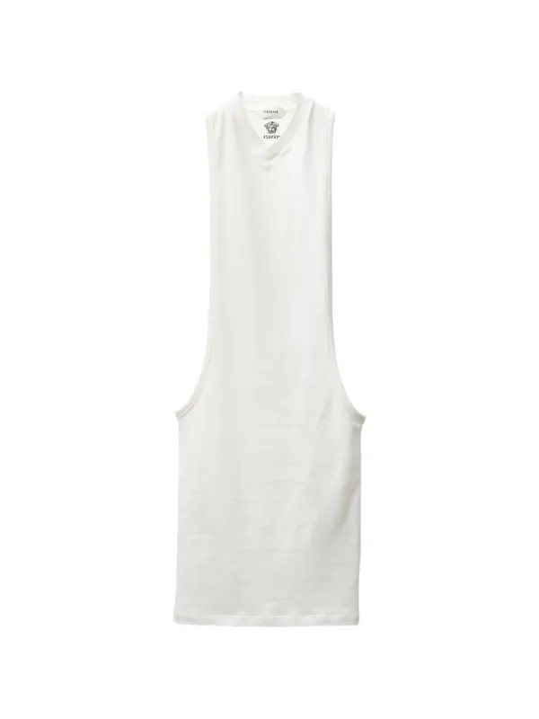 Versace Embroidered Stretch Cotton-jersey Tank Mini Dress in White