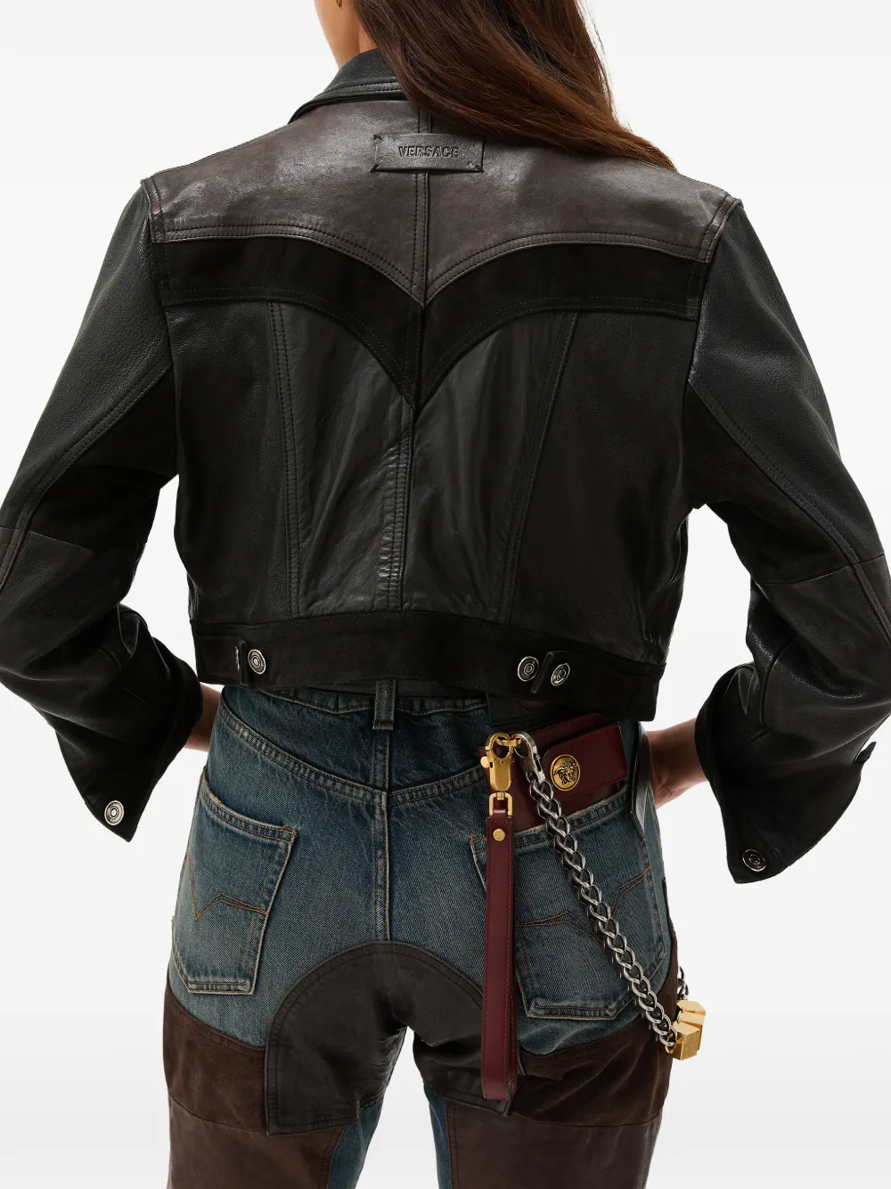 Versace Leren bomberjack Zwart