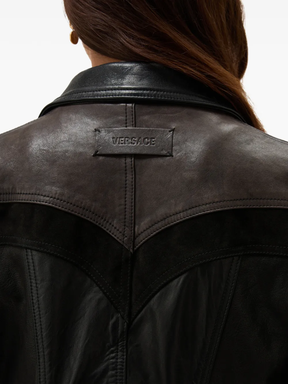 Versace Leren bomberjack Zwart