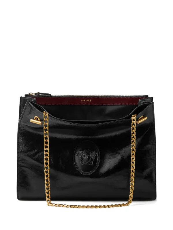 Versace Cabine レザーショルダーバッグ | ブラック | FARFETCH JP