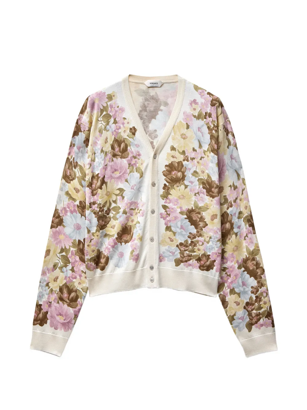 Versace printed silk knit cardigan - Toni neutri