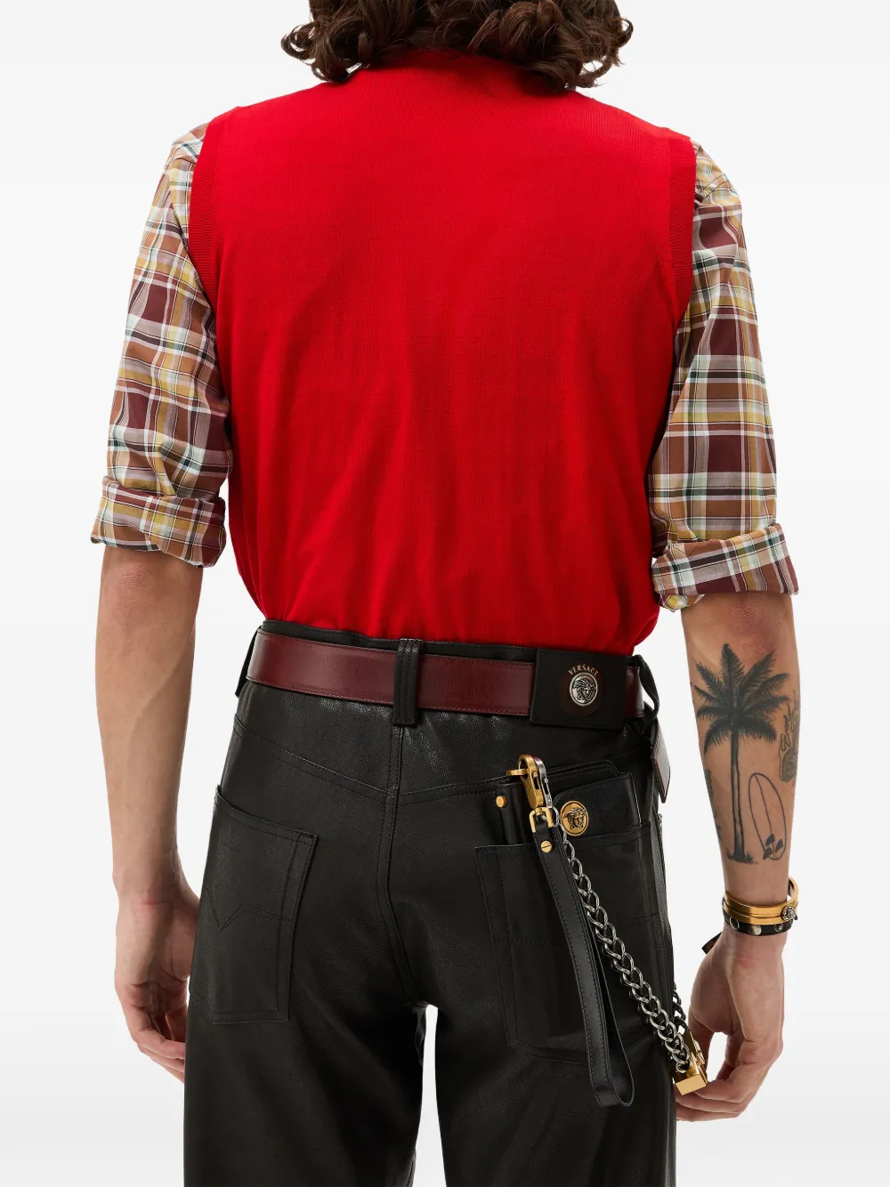  Versace Embroidered Wool Knit Vest 