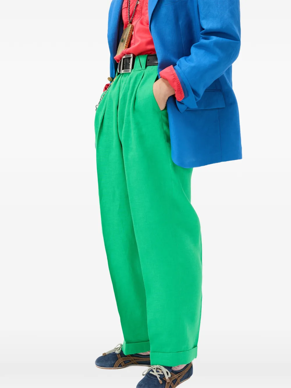 Versace Formele broek met hennep Groen