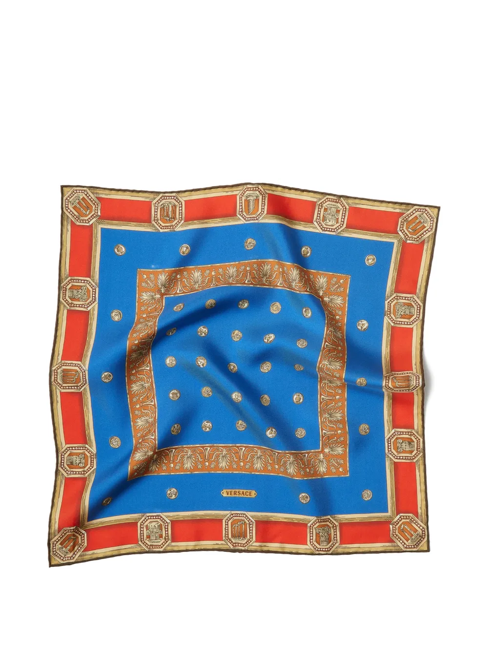 Versace printed silk twill scarf 45 cm - Blu