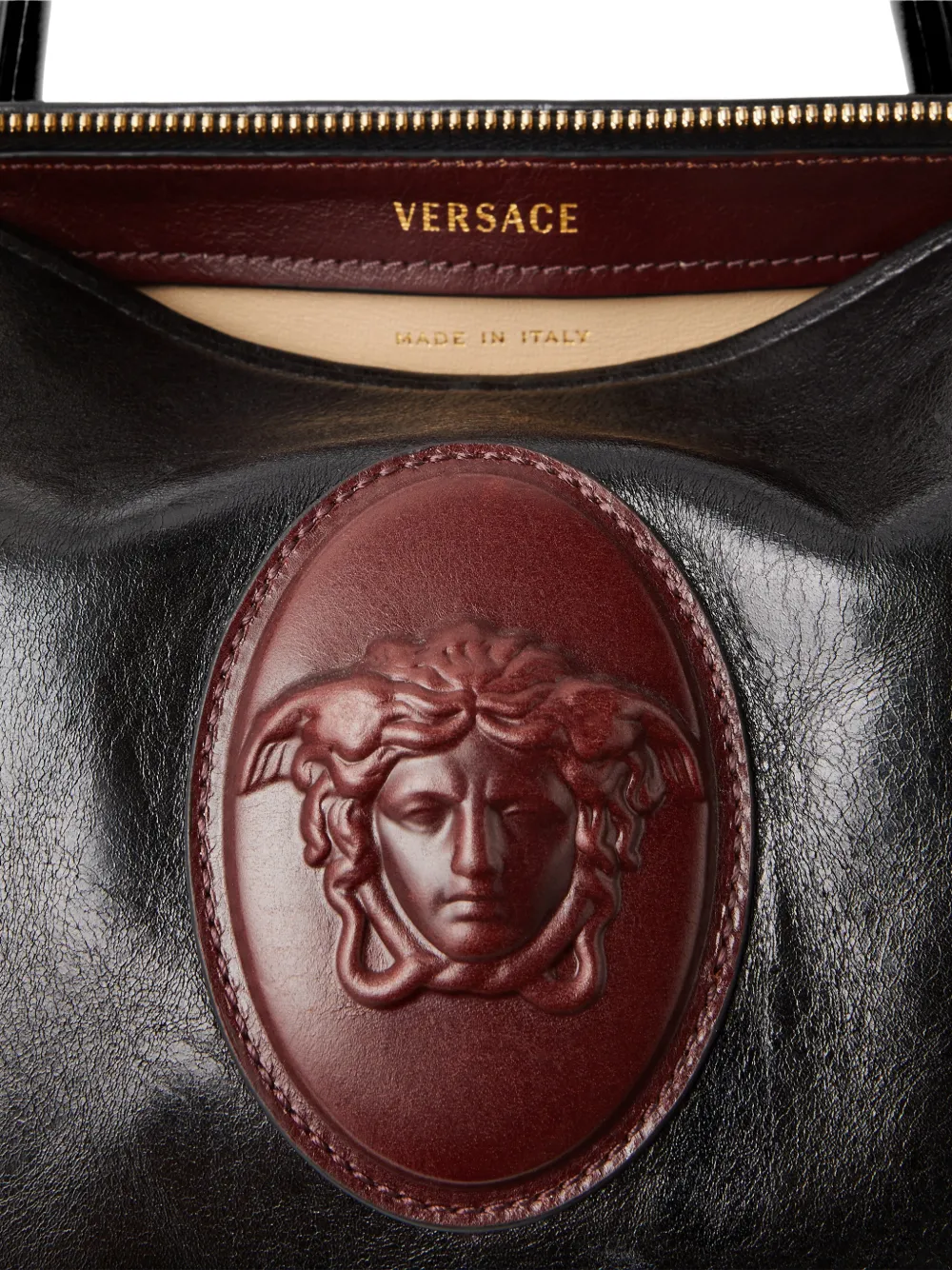 Versace Roomy kleine leren Boston tas Zwart