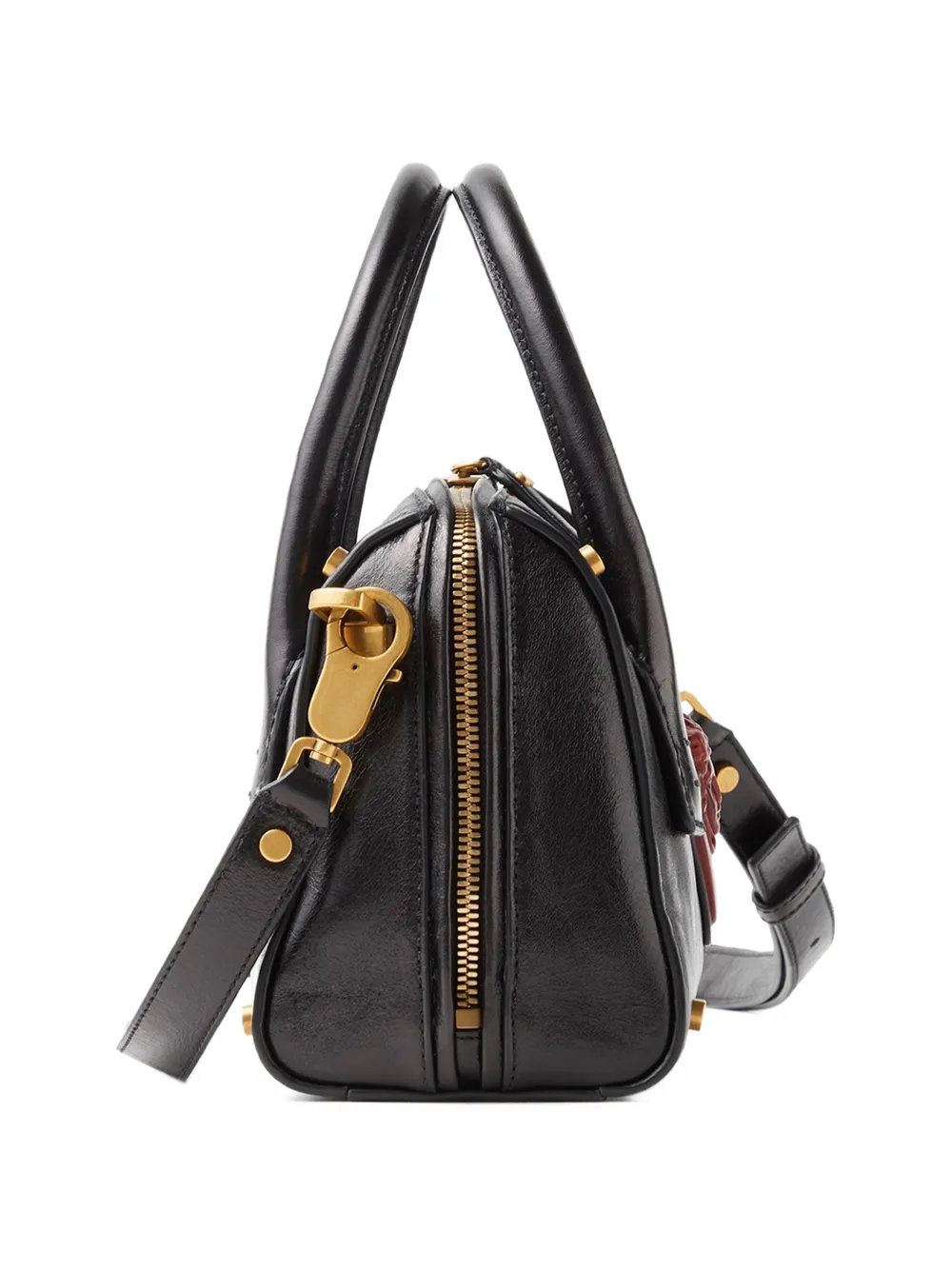 Versace Roomy kleine leren Boston tas Zwart