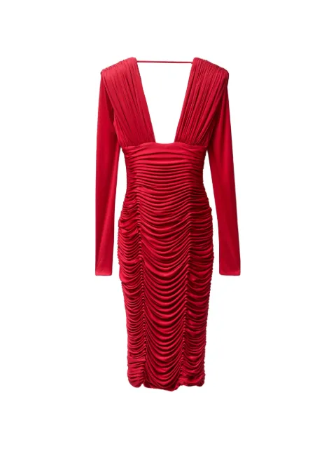 Versace long-sleeve ruched midi dress