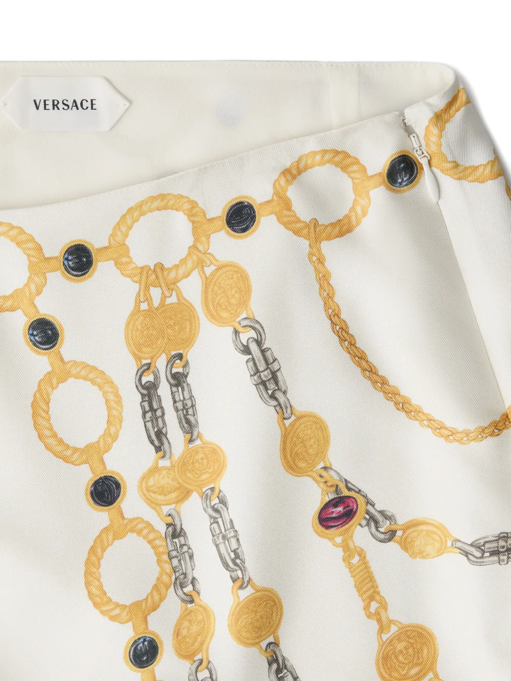 Versace Zijden twill kokerrok met print Beige