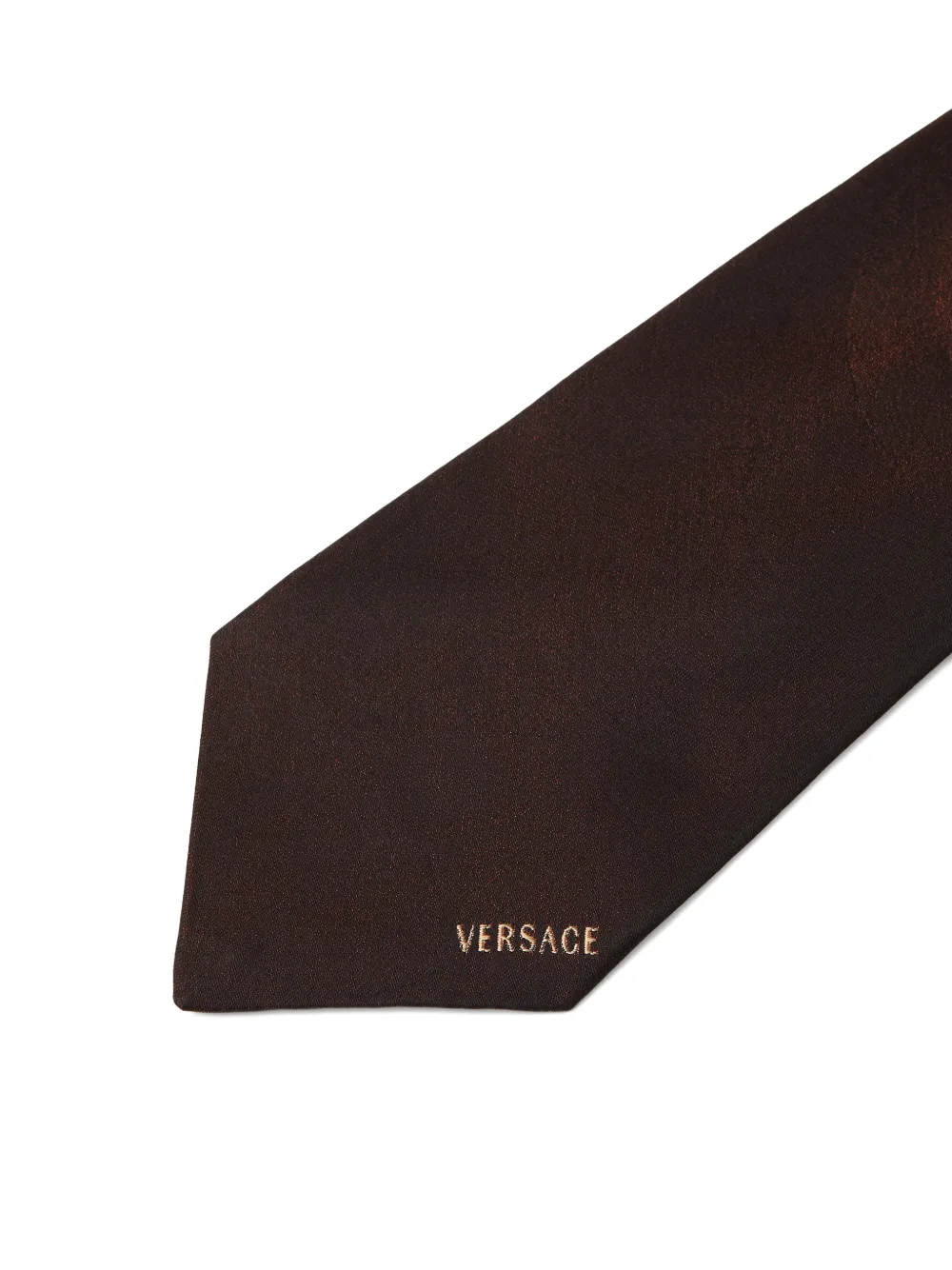  Versace Printed Jacquard Silk Tie - Brown 