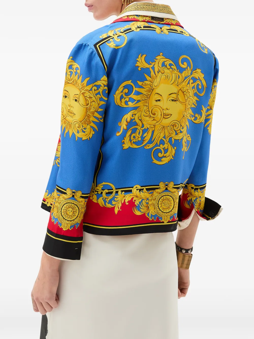 Versace Barocco Print Silk Twill Bowling Shirt In Multi