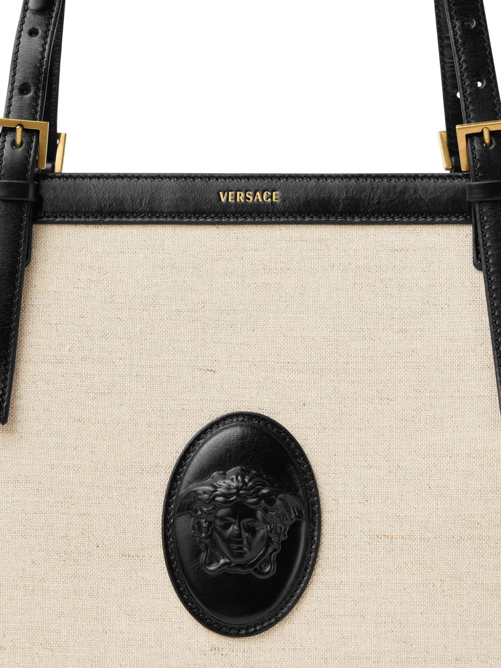 Versace Rivière grote canvas shopper Beige
