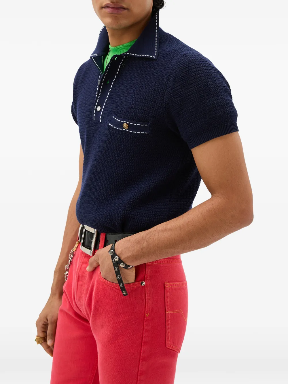 Versace Katoenen gebreide polo Blauw