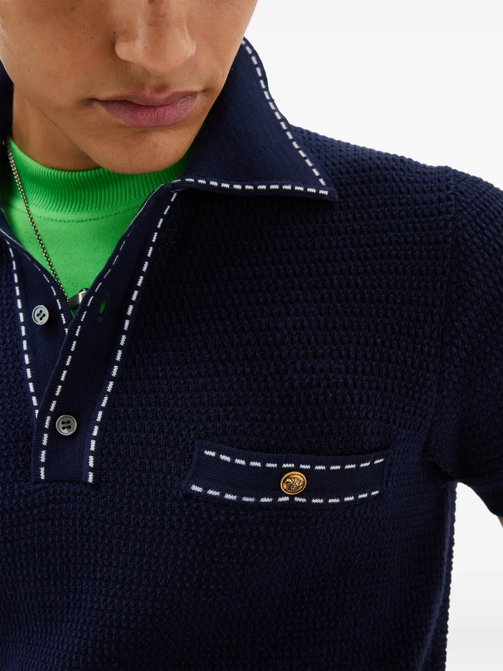 Versace Katoenen gebreide polo Blauw