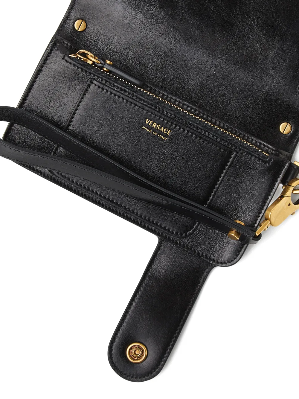  Versace Emblème Long Leather Wallet - Black 