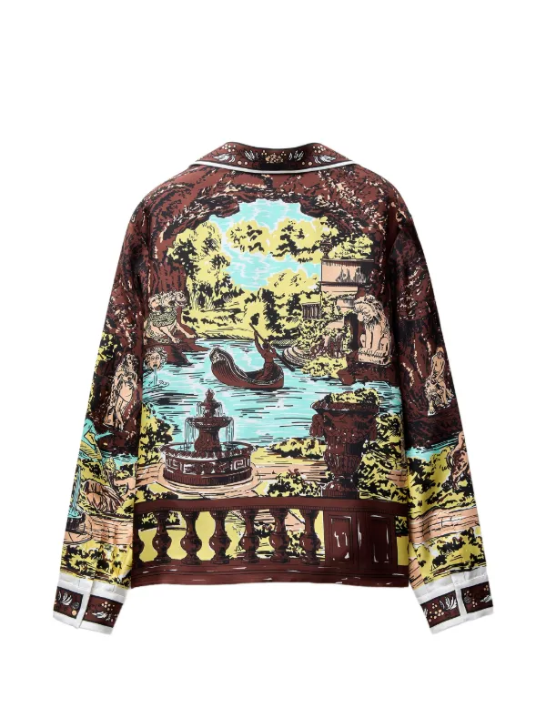 Versace プリント シルクツイルシャツ | ブラウン | FARFETCH JP