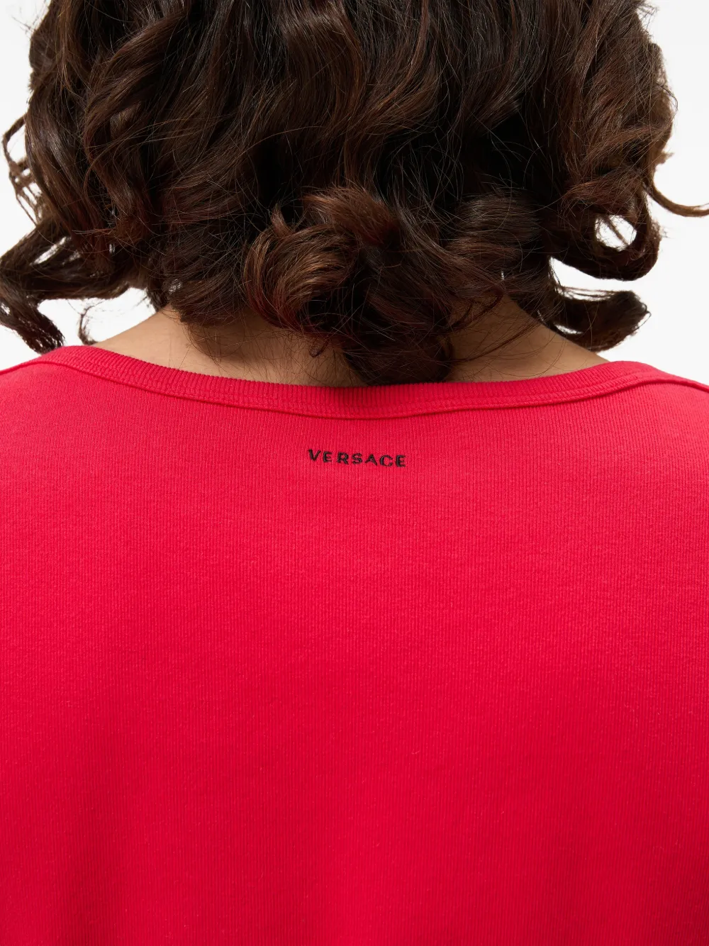 Versace Geribbeld katoenen-jersey T-shirt met borduurwerk Rood