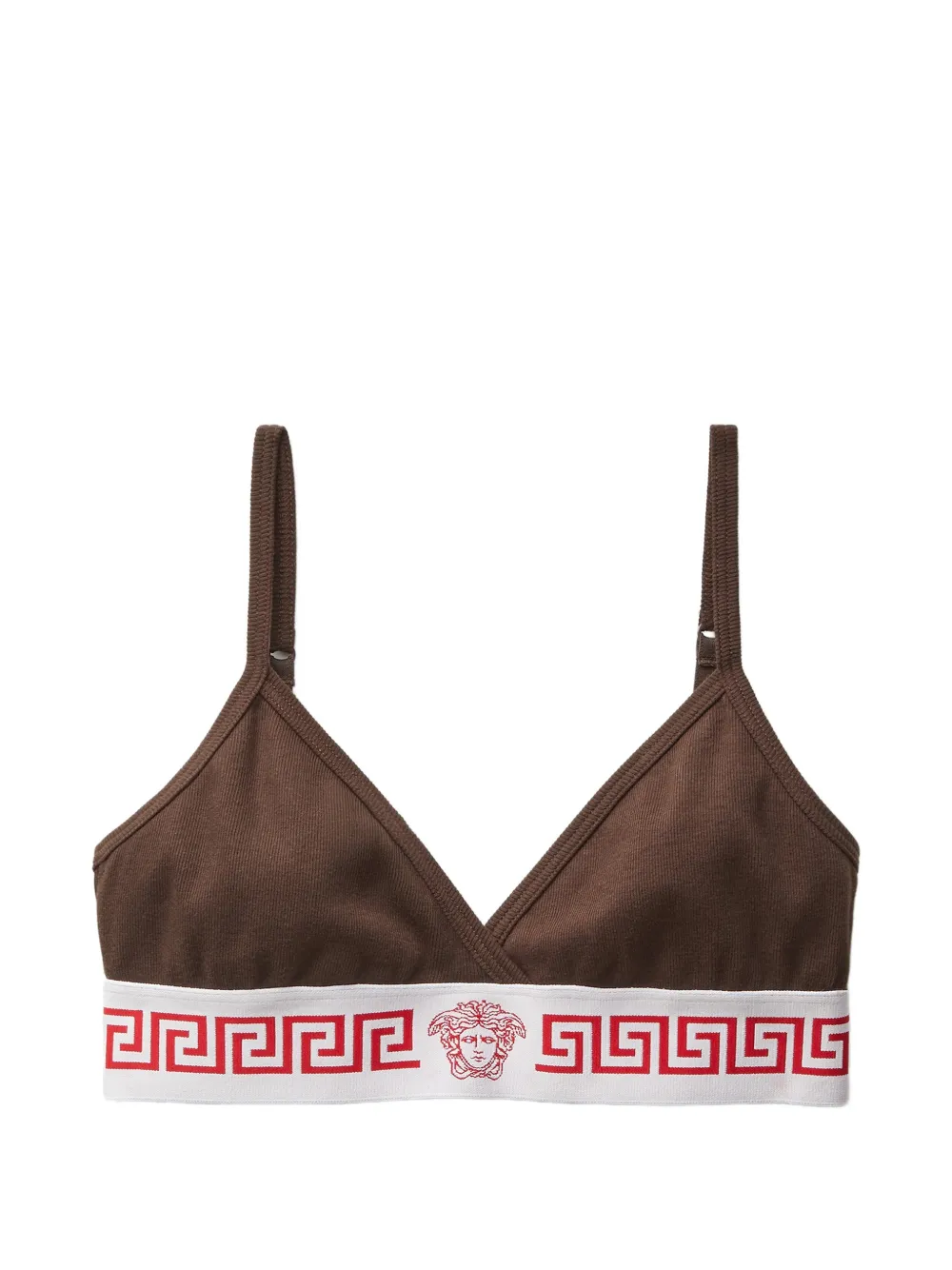 Versace Bralette in jersey di cotone a coste - Marrone