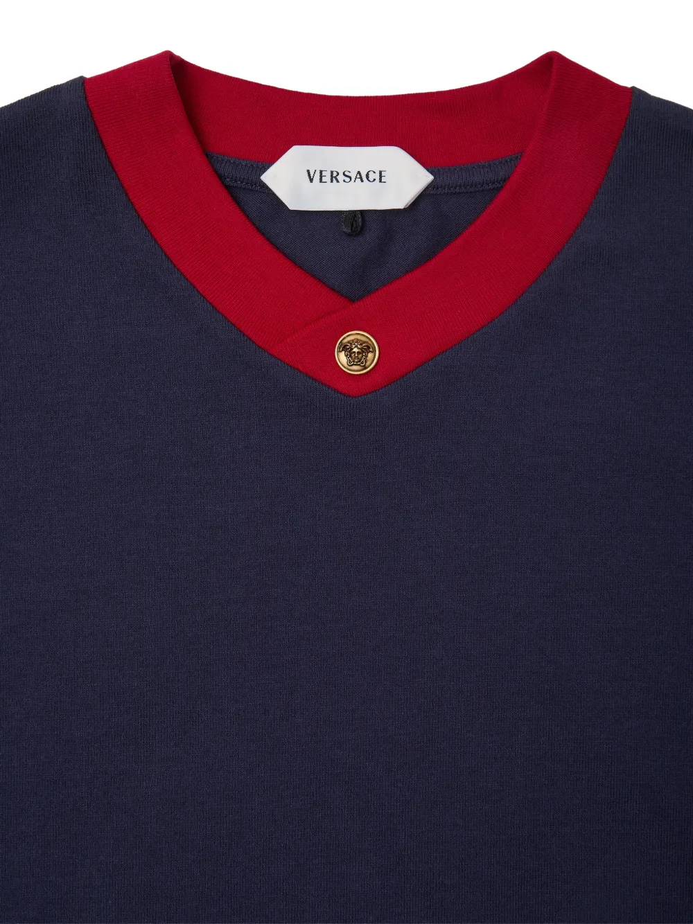  Versace T-shirt En Coton Stretch à Coupe Slim - Bleu 