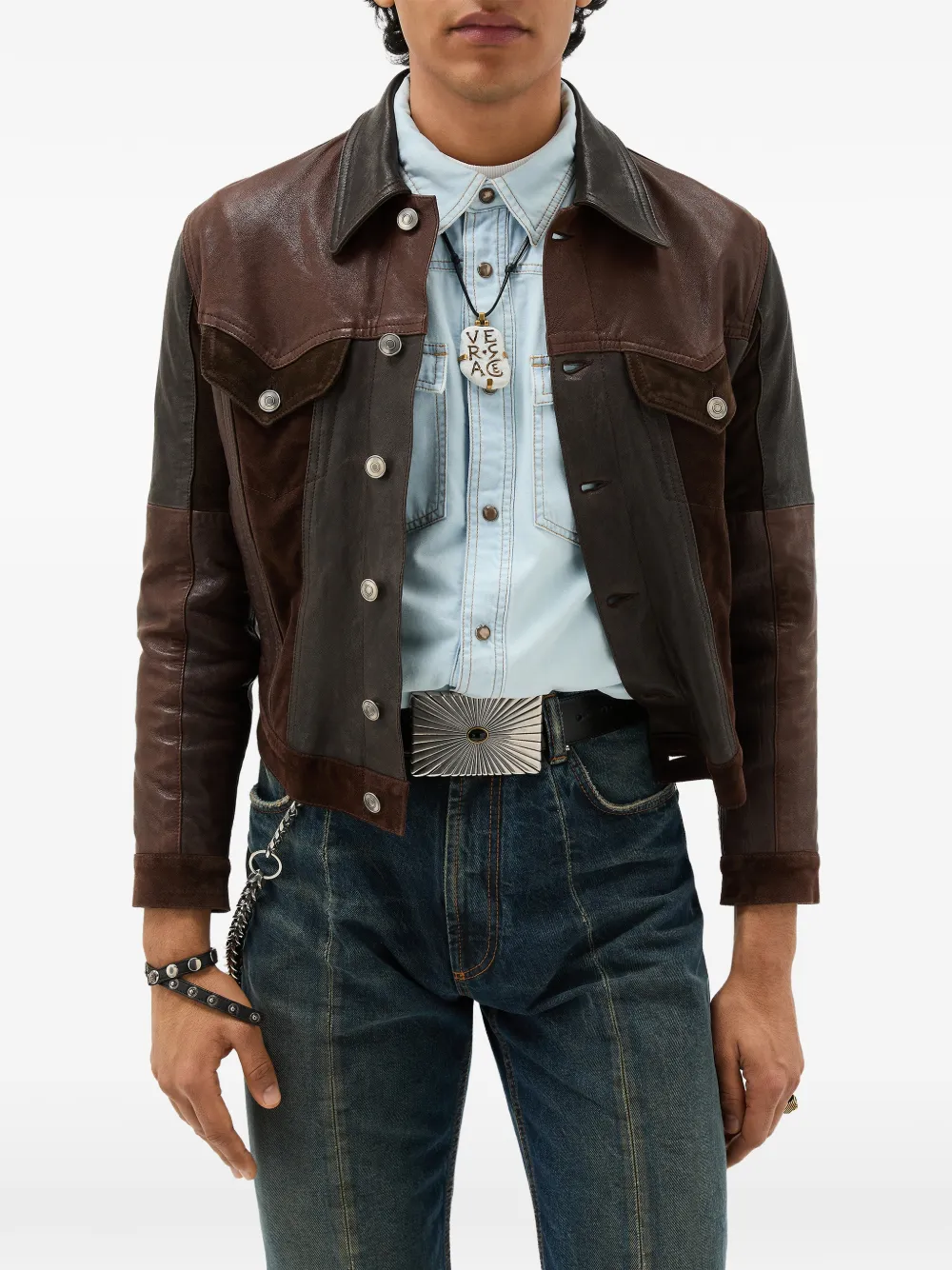  Versace Colour-block Jacket - Brown 