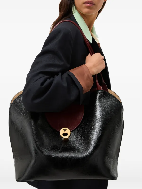 Versace Vivian Large Leather Shoulder Bag | Black | FARFETCH