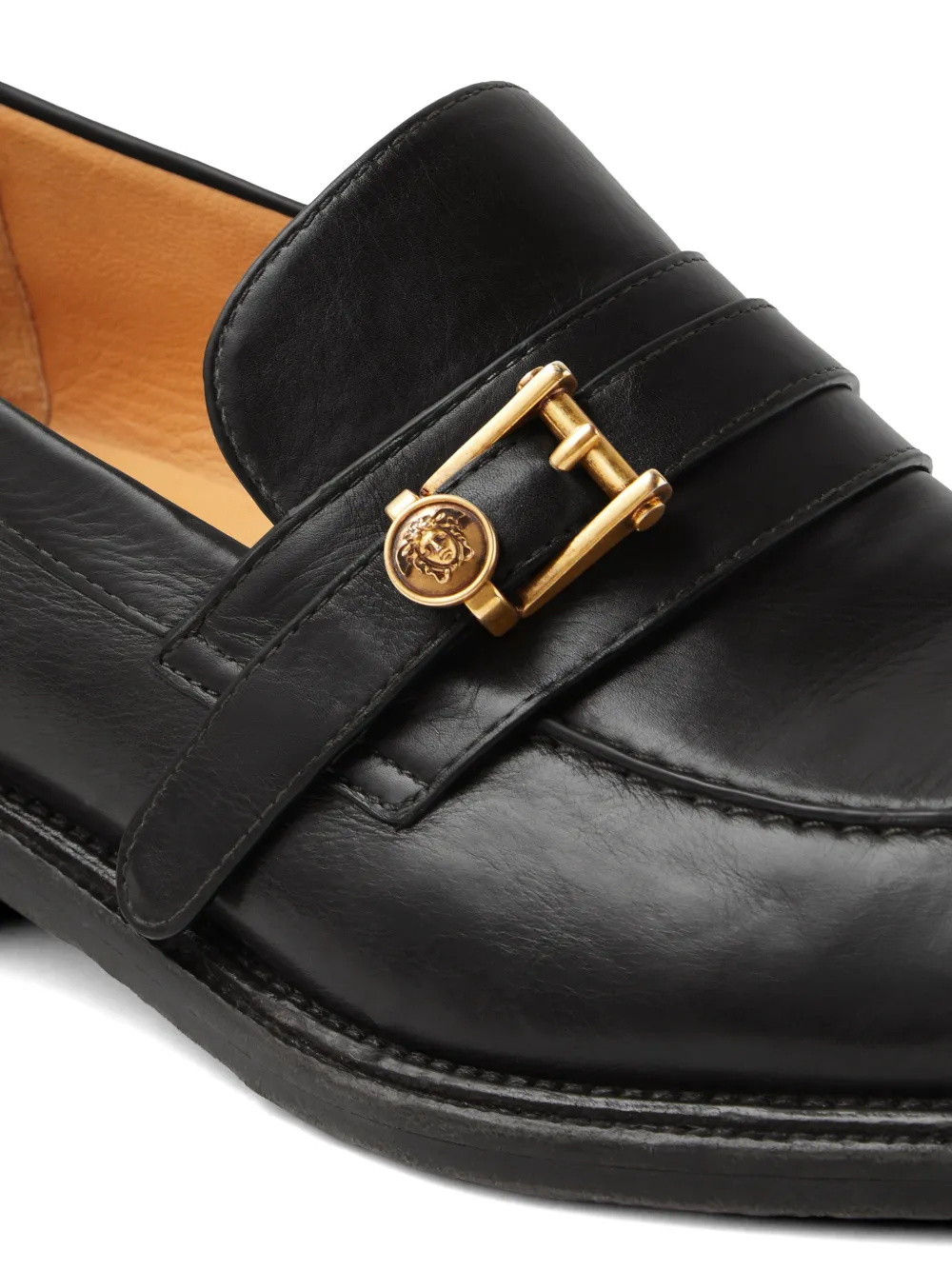 Versace Primo leren loafers Zwart