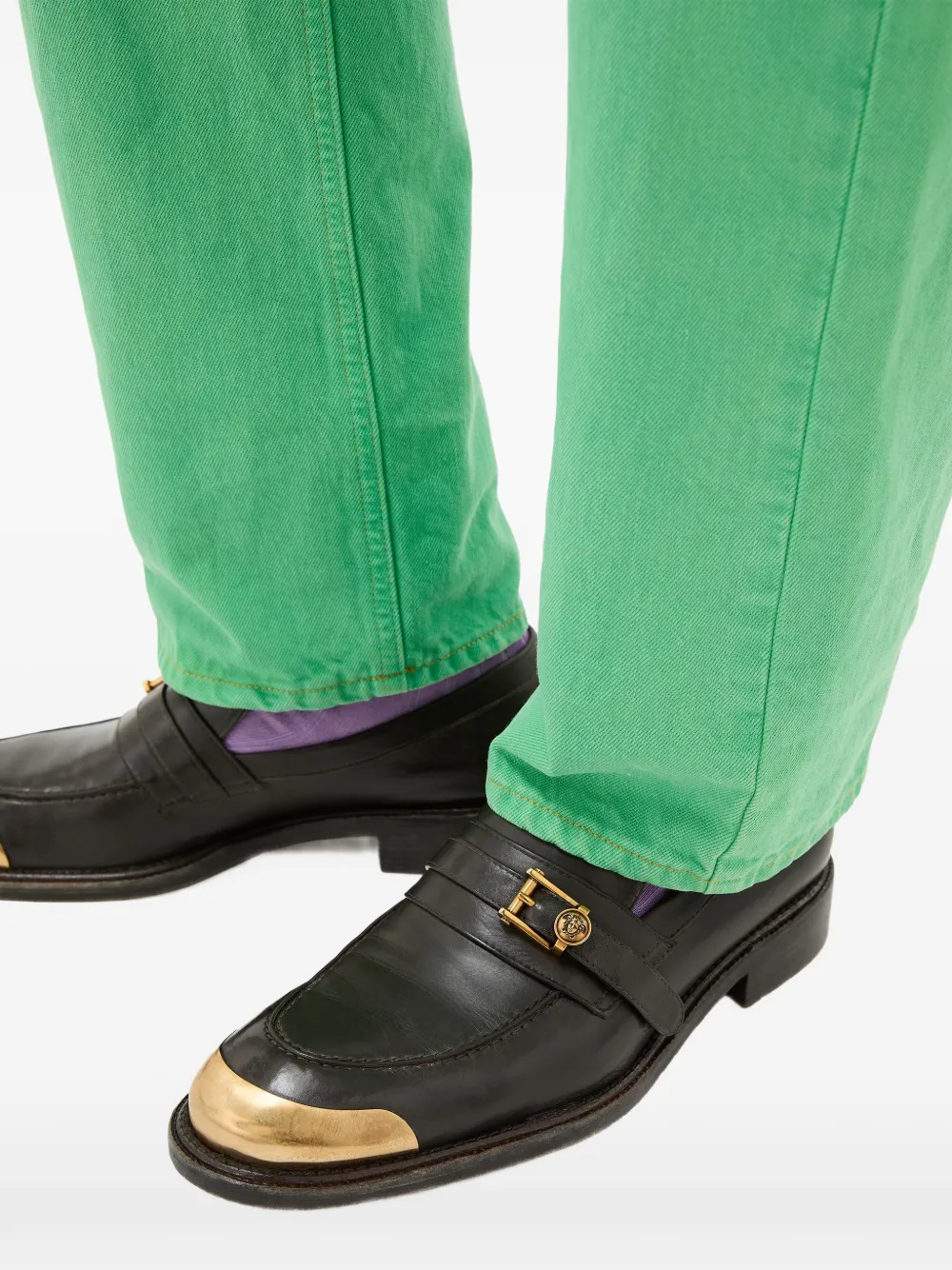 Versace Primo leren loafers Zwart
