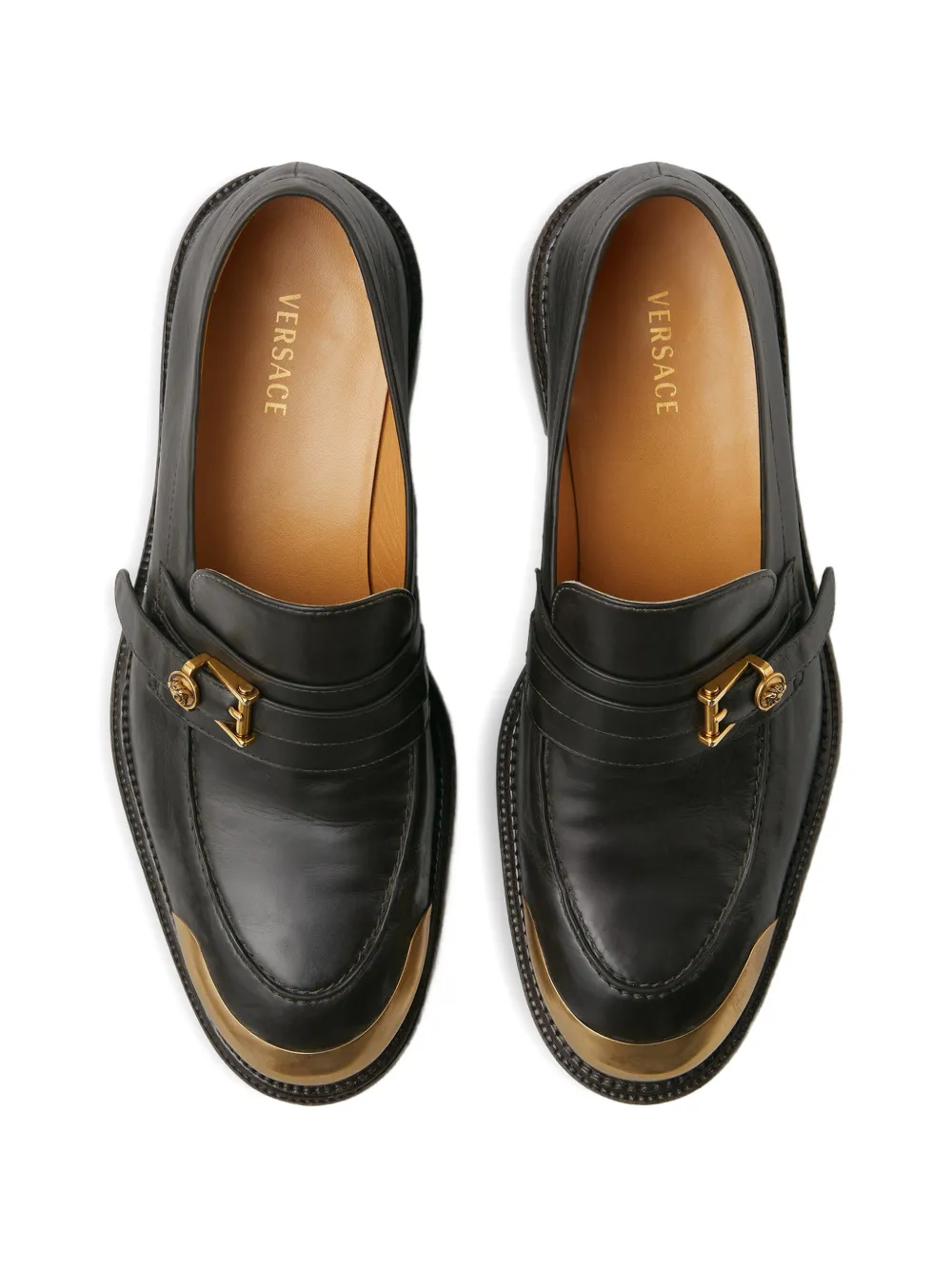 Versace Primo leren loafers Zwart