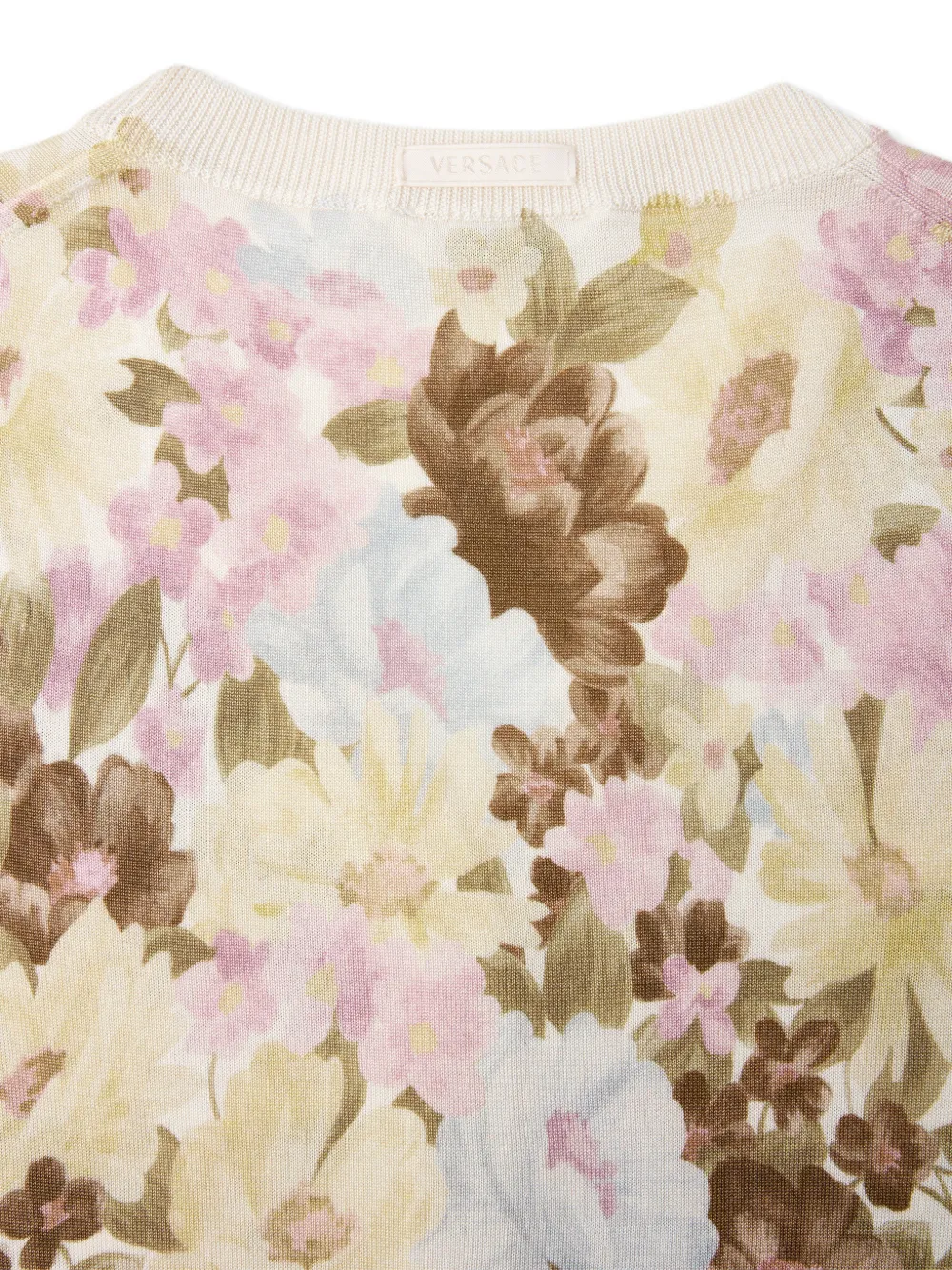 Versace Gebreid zijden vest met print Beige