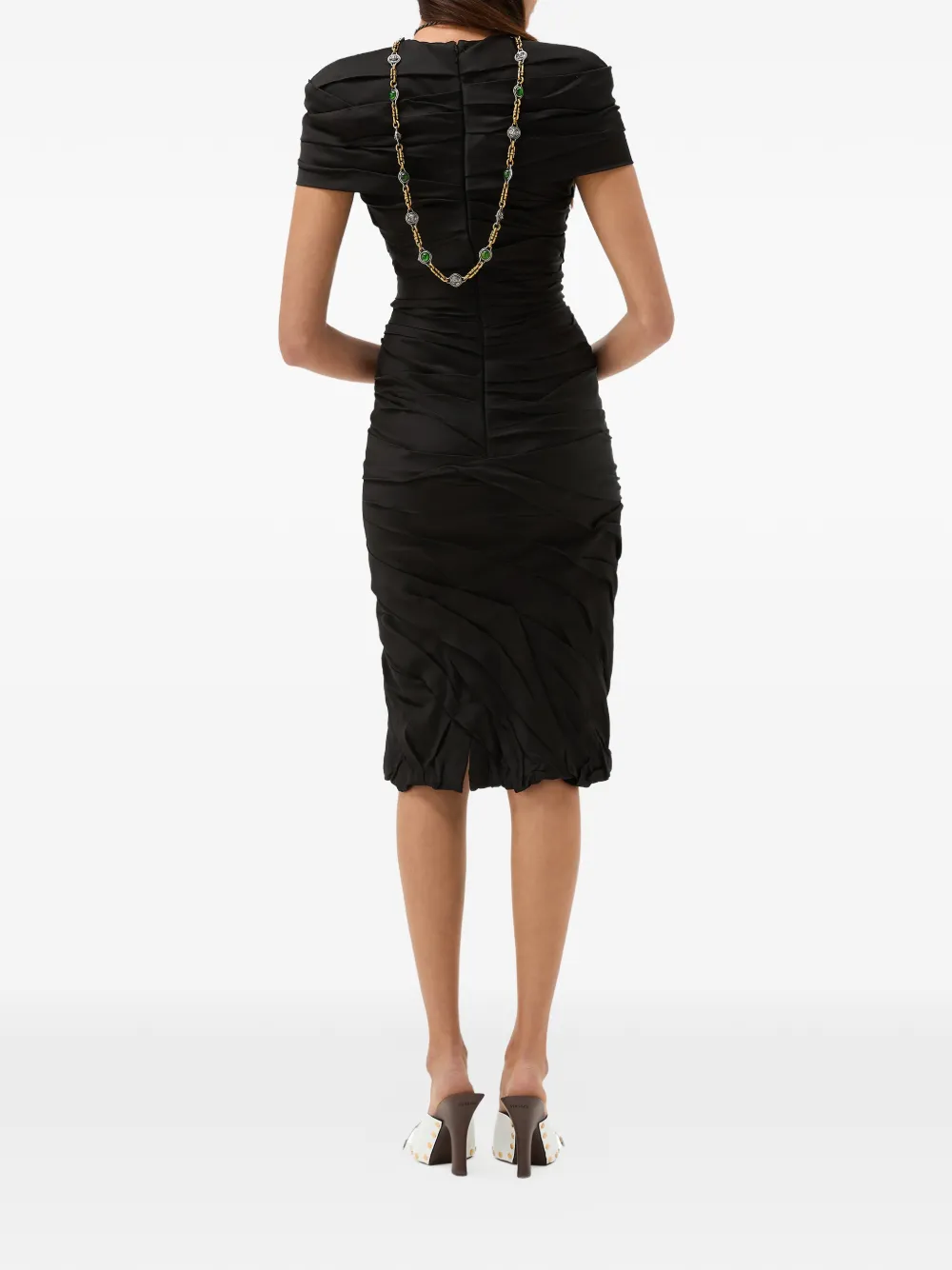  Versace Draped Envers-satin Midi Dress - Black 
