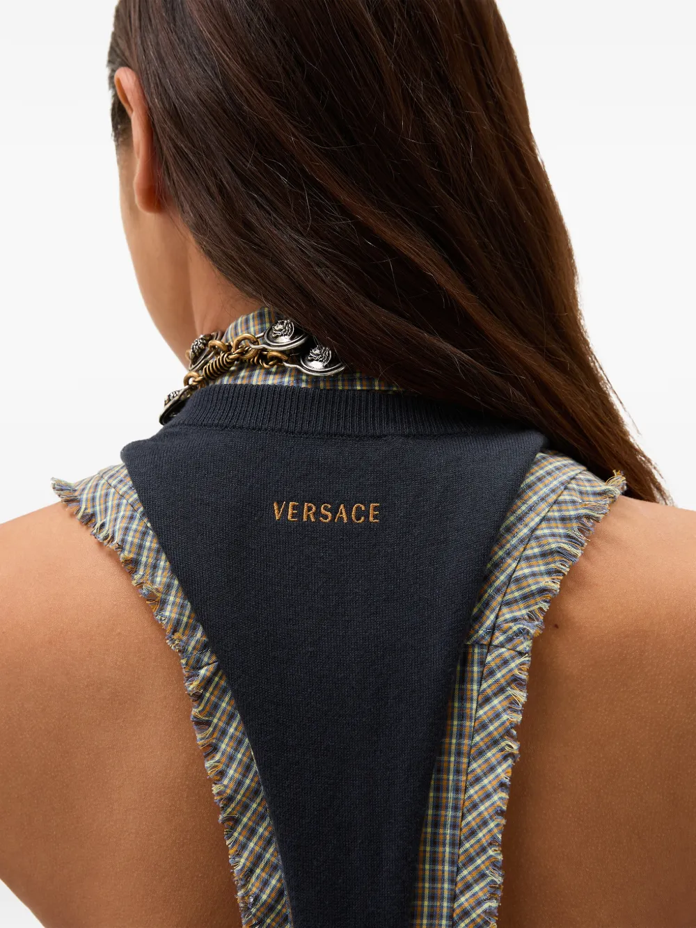 Versace Kasjmier-katoenen gebreide tanktop Blauw