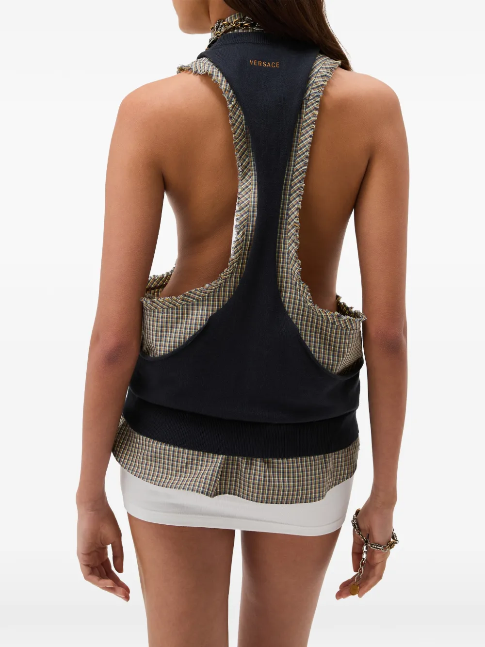 Versace Kasjmier-katoenen gebreide tanktop Blauw