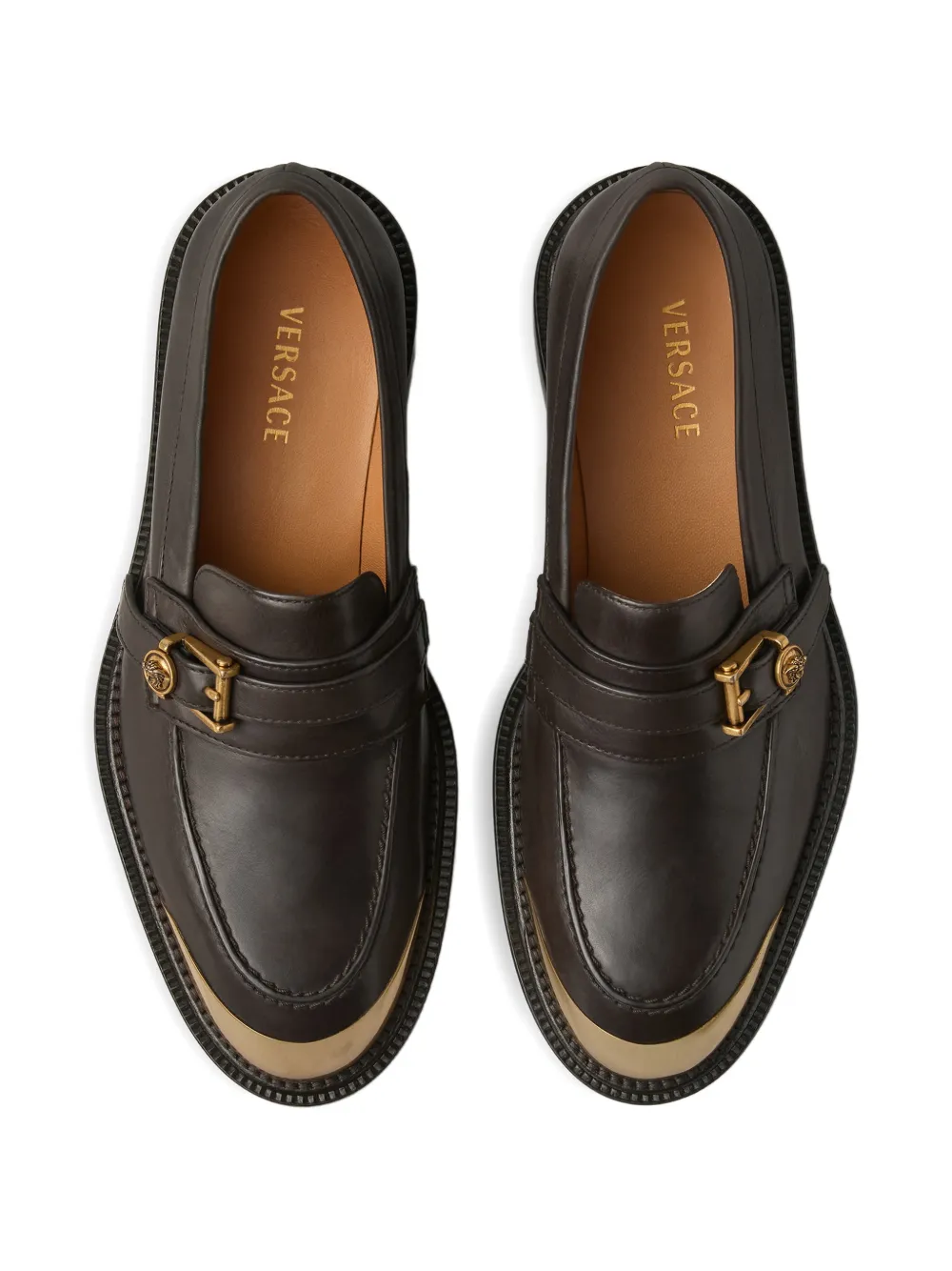 Versace Primo leren loafers Bruin