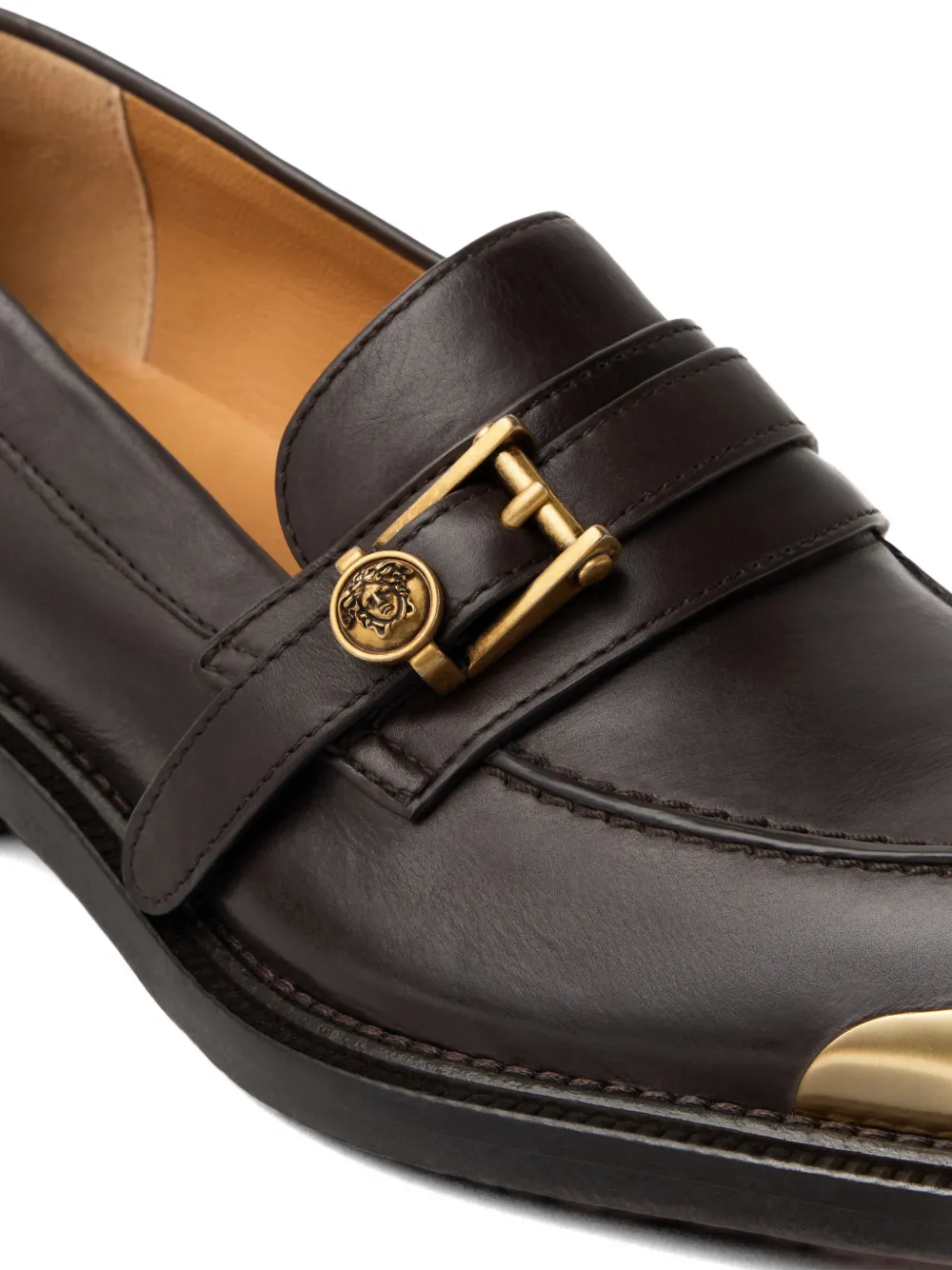Versace Primo leren loafers Bruin