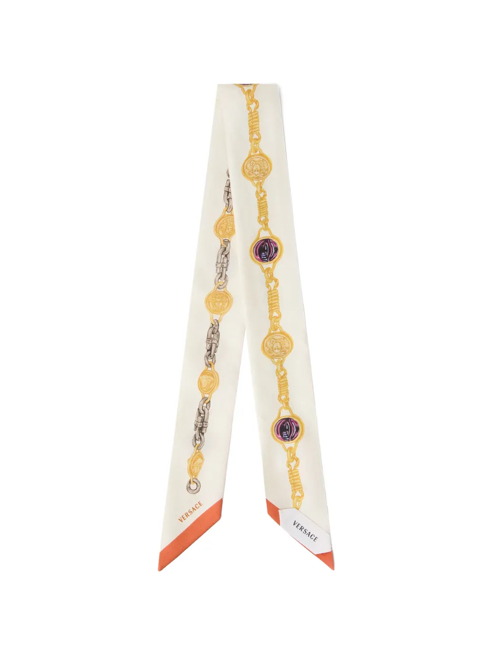 Versace printed silk twill ribbon - Toni neutri