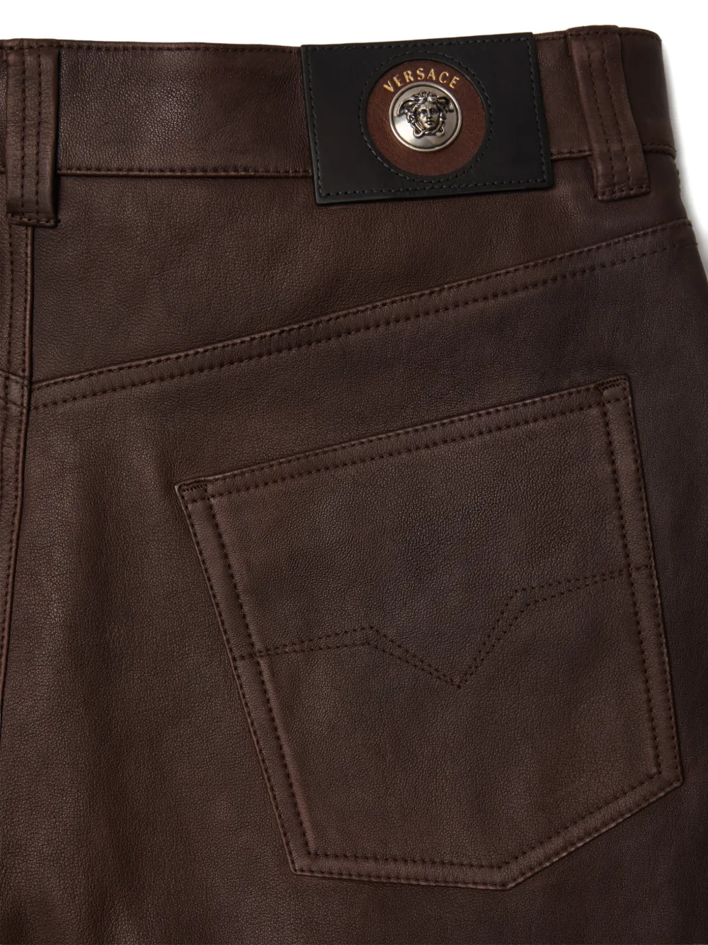 Versace Leren broek Bruin
