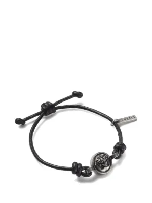 Miu Miu logo-charm Rope Bracelet | Black | FARFETCH