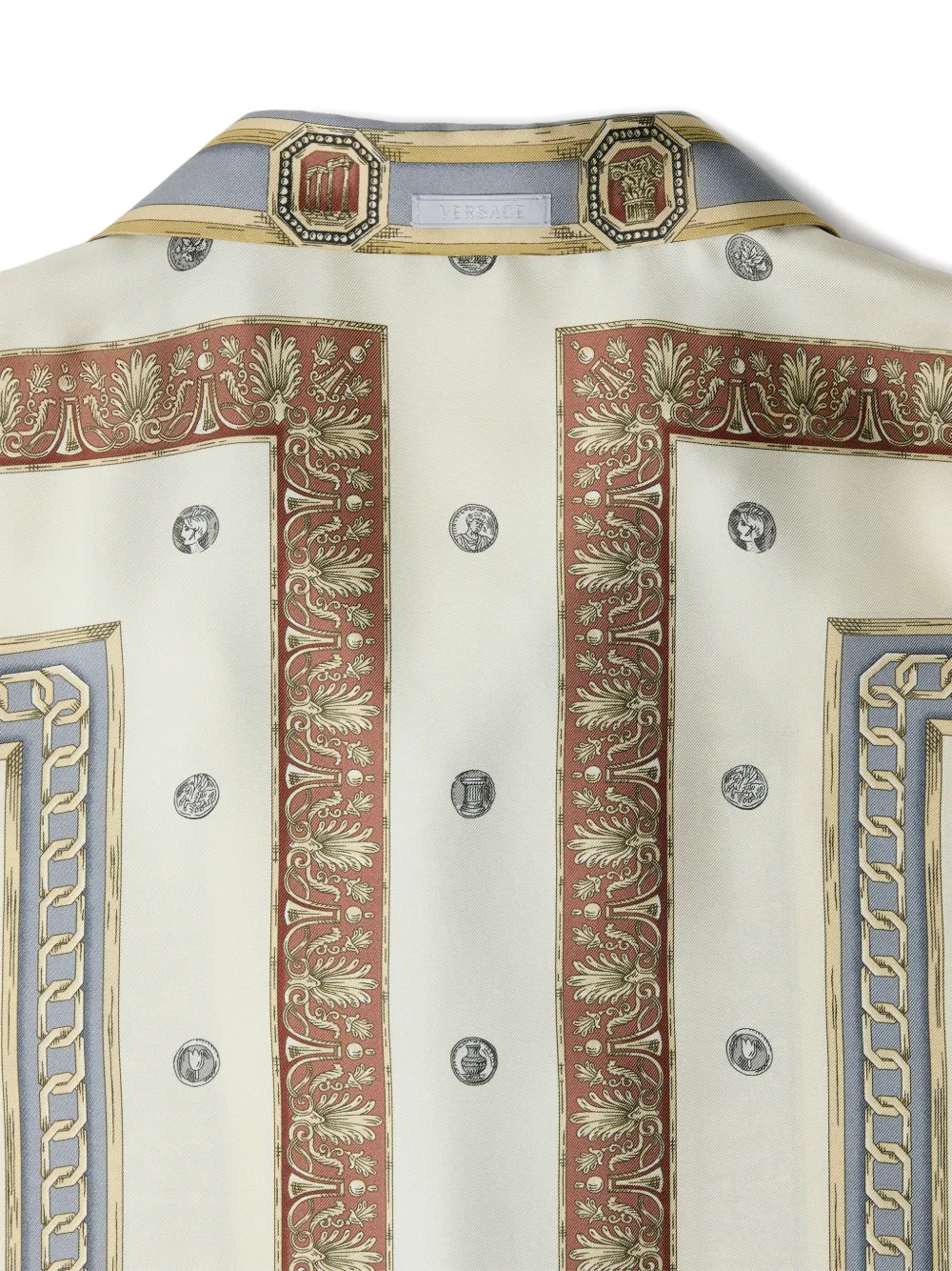 Versace Zijden twill blouse met print Beige