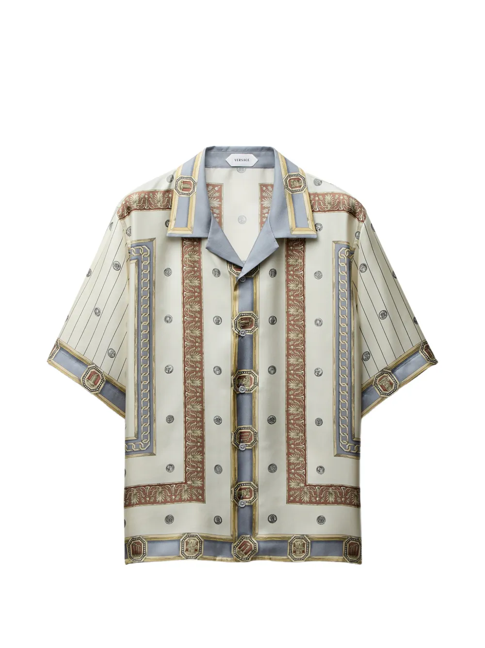 Versace printed silk twill shirt - Toni neutri