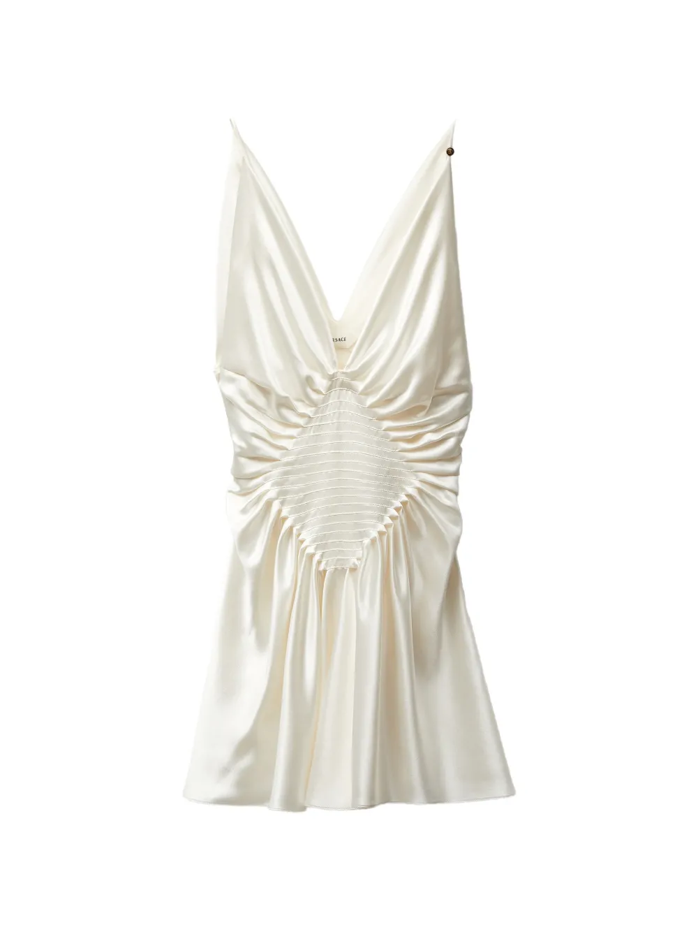 Versace V-neck gathered mini dress - Bianco