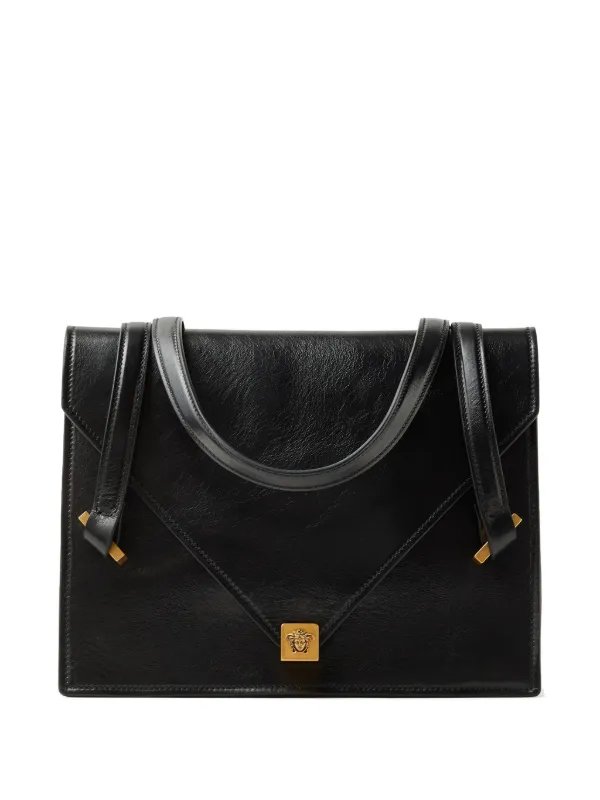Versace Severine Leather Shoulder Bag in Black