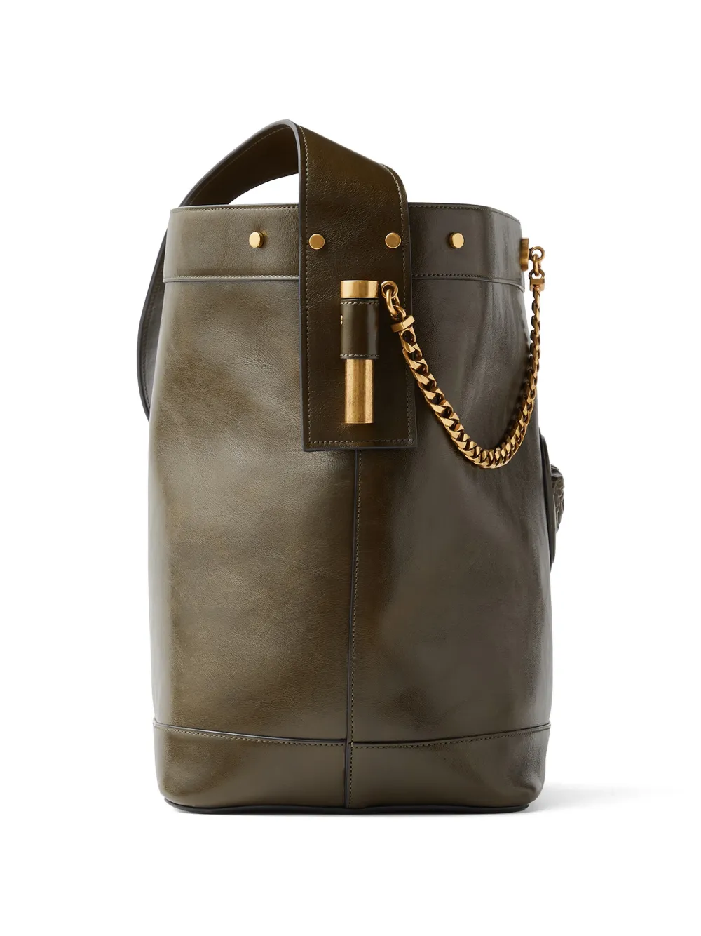 Versace Pivot grote leren bucket-tas Groen