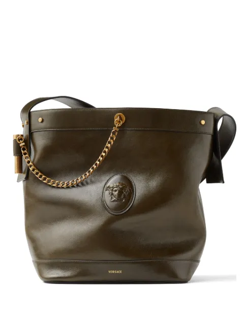 Versace Pivot large leather bucket bag
