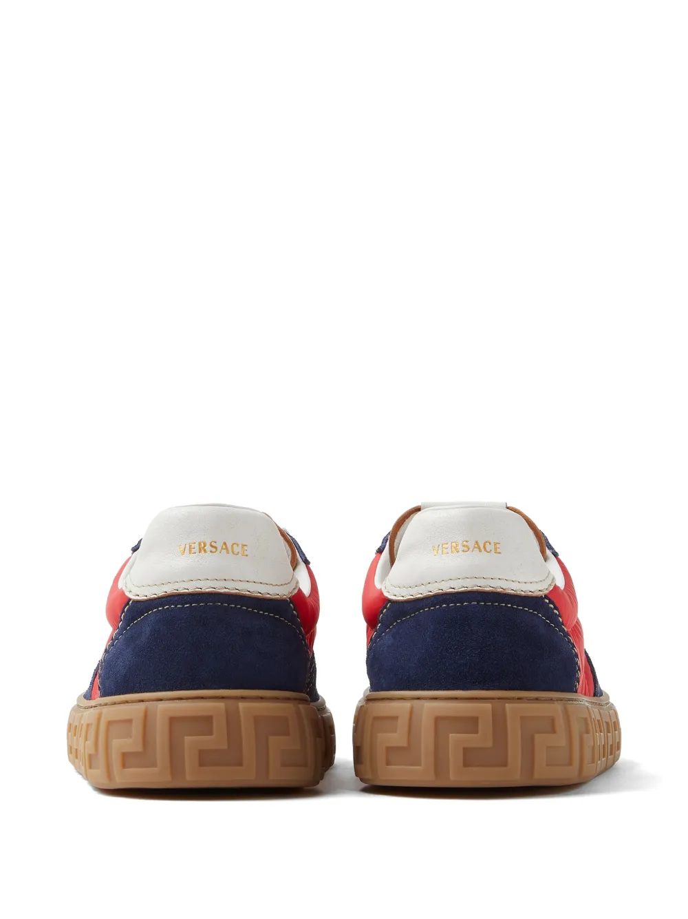 Versace Greca suède en nylon sneakers Blauw