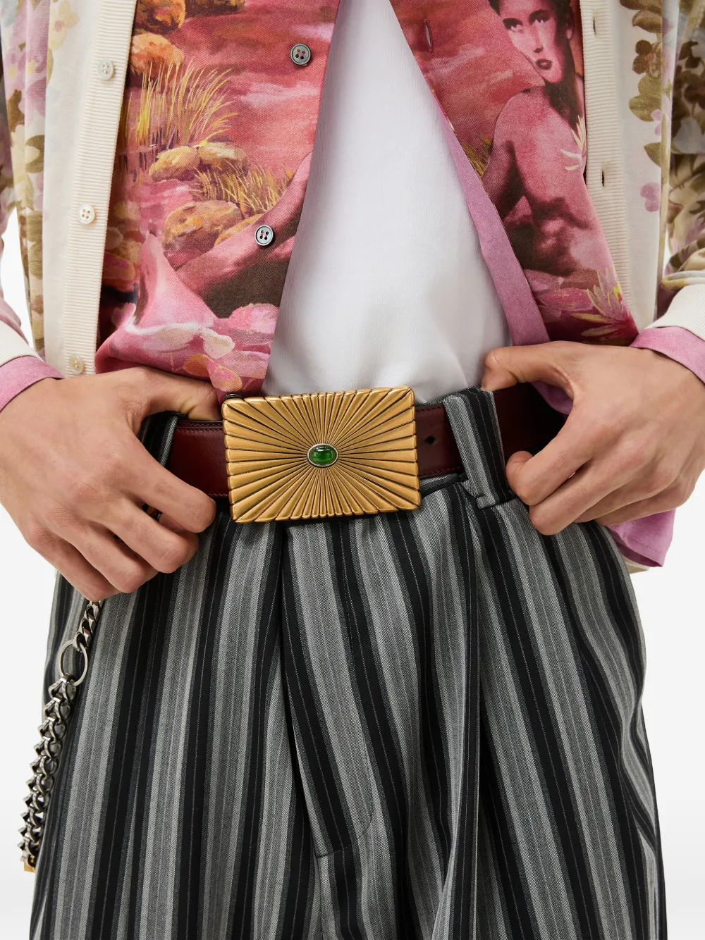 Versace Leren riem 4 cm Bruin