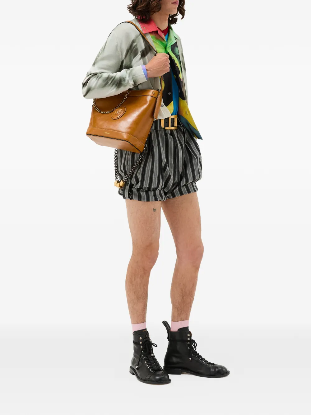 Versace Billy leren laarzen Zwart
